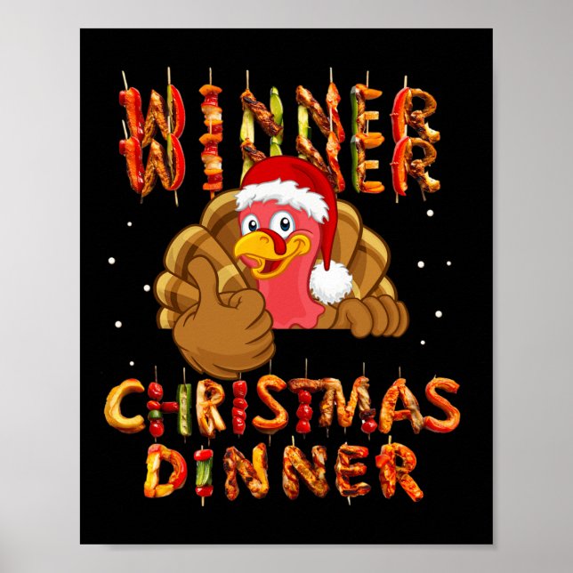 Gewinner Weihnachtsessen Abendessen Weihnachtsmann Poster (Vorne)