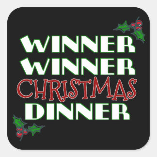 Gewinner Weihnachtsessen Quadratischer Aufkleber