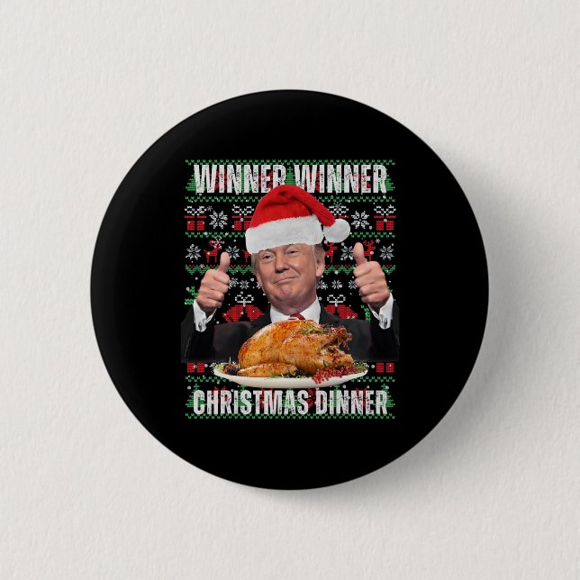 Gewinner Weihnachtsessen Spaß Funny Trump X Button (Vorderseite)