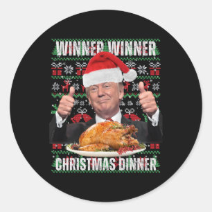 Gewinner Weihnachtsessen Spaß Funny Trump X Runder Aufkleber
