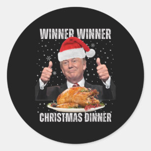 Gewinner Weihnachtsessen Spaß Funny Trump X Runder Aufkleber