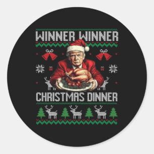 Gewinner Weihnachtsessen Weihnachtsessen Santa Tru Runder Aufkleber