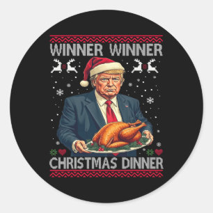Gewinner Weihnachtsessen Weihnachtsessen Santa Tru Runder Aufkleber