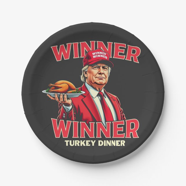 Gewinnerin Türkei Dinner Trump Erntedank Pappteller (Vorderseite)