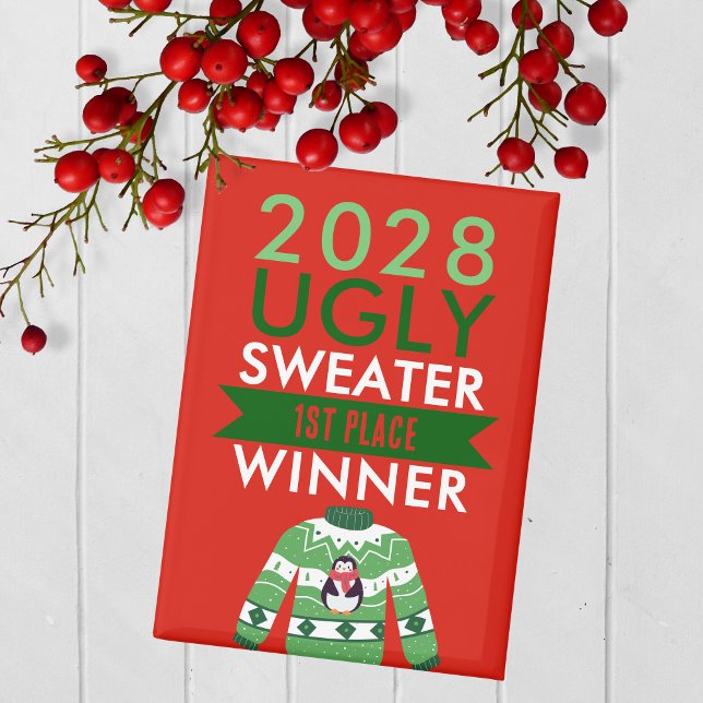 Gewinnerprämie des Ugy Sweater Contests Magnet (Ugly Christmas Sweater Holiday Competition Contest Prize Button for the Winner )