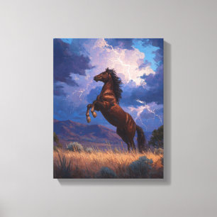 Gewitter Aufbäumendes Pferd Kraft Kunst Leinwanddruck