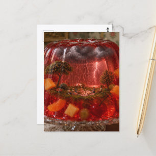 Gewitter im Gelatine-Dessert Surrealistische Kunst Postkarte