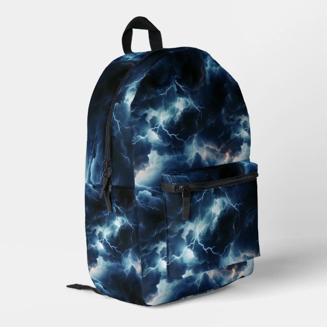 Gewitter-Lichtmuster Bedruckter Rucksack (Rückseitige Ecke links)