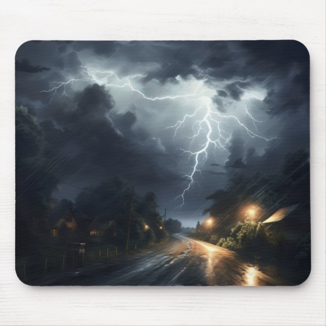 Gewitter über die Straße Mousepad (Vorne)