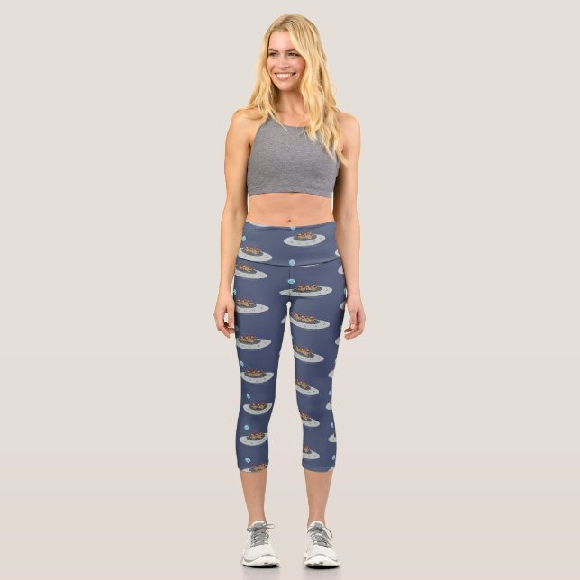 Gewitterhühner im Weltraum - Cartoon Capri Leggings (Vorderseite)
