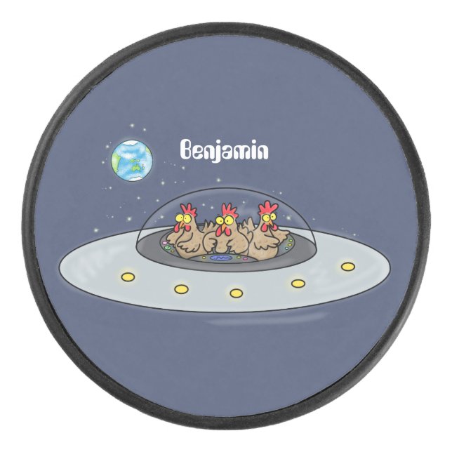 Gewitterhühner im Weltraum - Cartoon Eishockey Puck (Vorderseite)