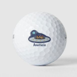 Gewitterhühner im Weltraum - Cartoon Golfball