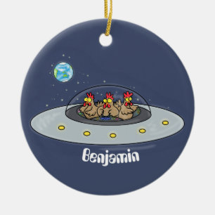 Gewitterhühner im Weltraum - Cartoon Keramik Ornament