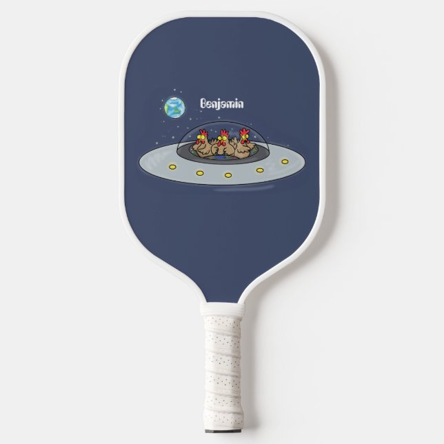 Gewitterhühner im Weltraum - Cartoon Pickleball Schläger (Vorderseite)