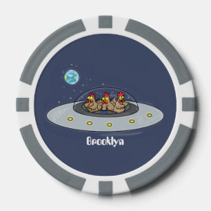 Gewitterhühner im Weltraum - Cartoon Pokerchips