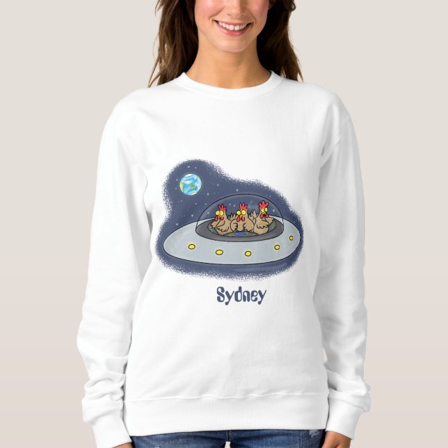Gewitterhühner im Weltraum - Cartoon Sweatshirt (Vorderseite)