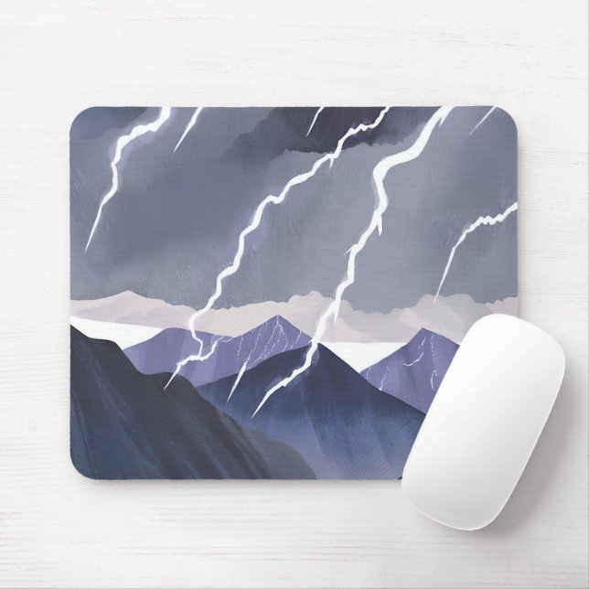 Gewittersturm | Wasserfarbe Dunkle Berge Mousepad (Mit Mouse)