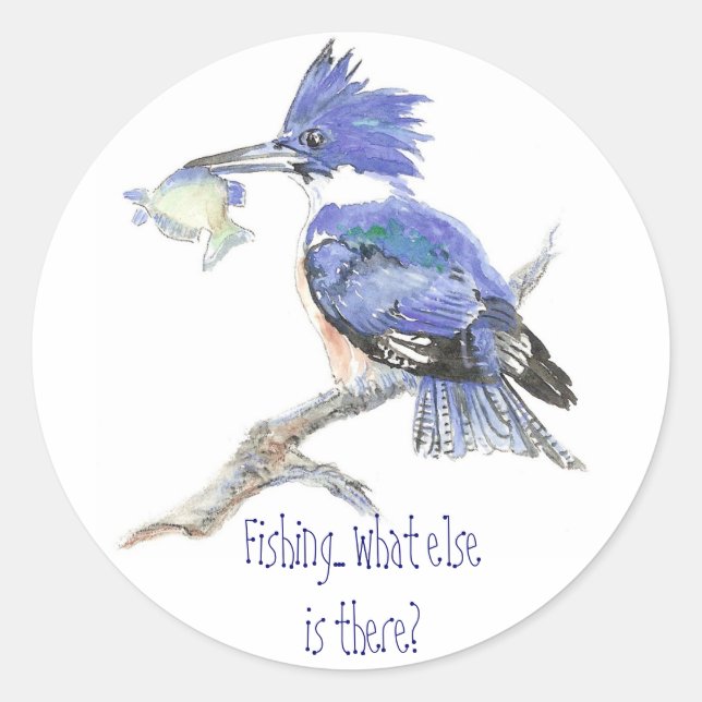 Gewittert, Spaß Fischerei - Kingfisher Runder Aufkleber (Vorderseite)