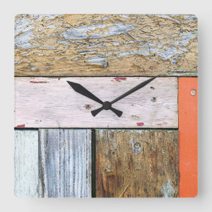 Gewitterte Holzplanks Quadratische Wanduhr
