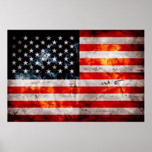 Gewitterte Vintage amerikanische Flagge Poster