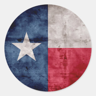 Gewitterte Vintage Flagge des Staates Texas Runder Aufkleber
