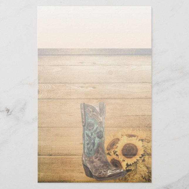 Gewitterter Western Country Sonnenblume Cowboy Sti Briefpapier (Vorderseite)