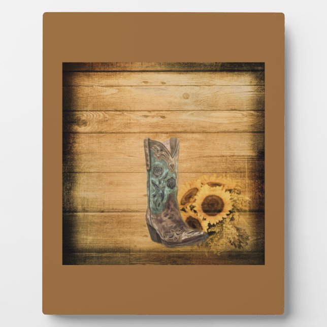 Gewitterter Western Country Sonnenblume Cowboy Sti Fotoplatte (Vorderseite)