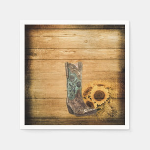 Gewitterter Western Country Sonnenblume Cowboy Sti Serviette