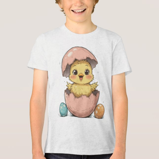 Gewittertes Osterkichchen Tri-Blend Shirt (Vorderseite)
