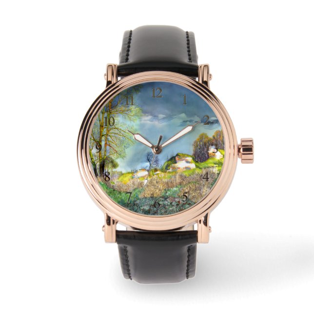 Gewitterungsbild Wasserfarbe Armbanduhr (Vorderseite)