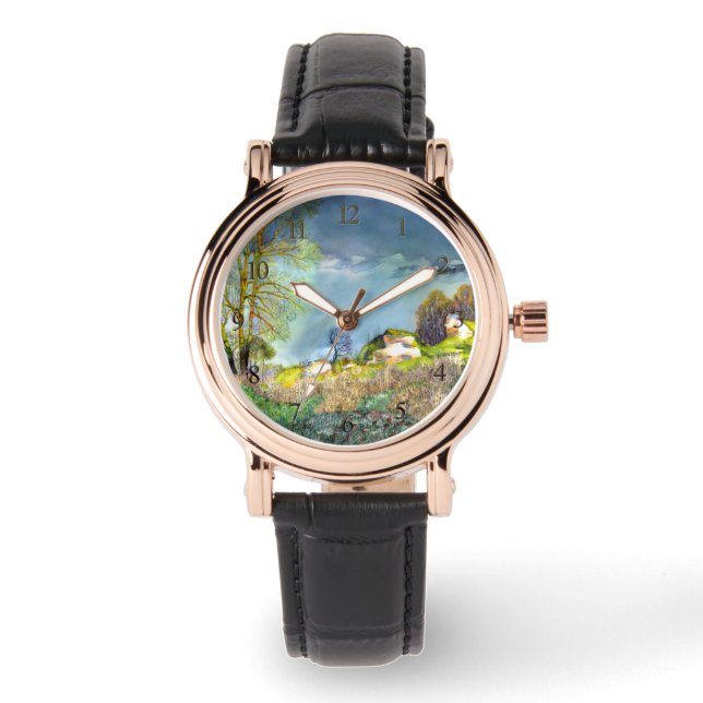 Gewitterungsbild Wasserfarbe Armbanduhr (Vorderseite)