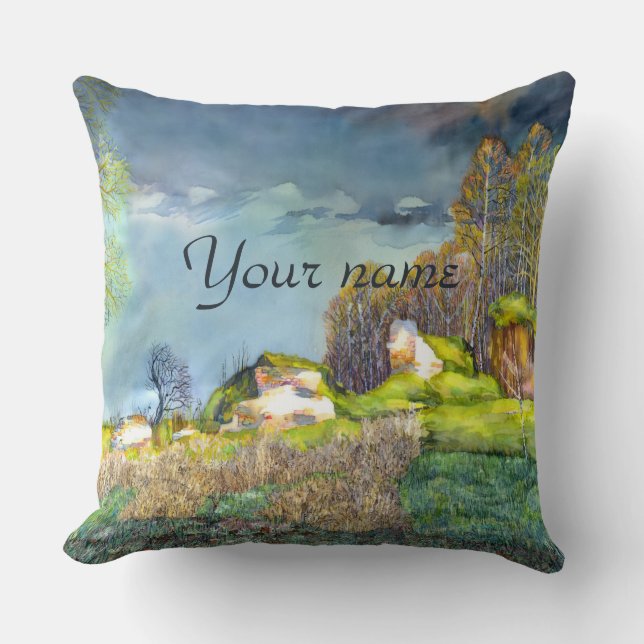 Gewitterungsbild Wasserfarbe Kissen (Vorderseite)