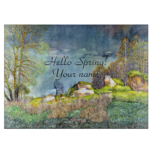 Gewitterungsbild Wasserfarbe Schneidebrett (Vorderseite)