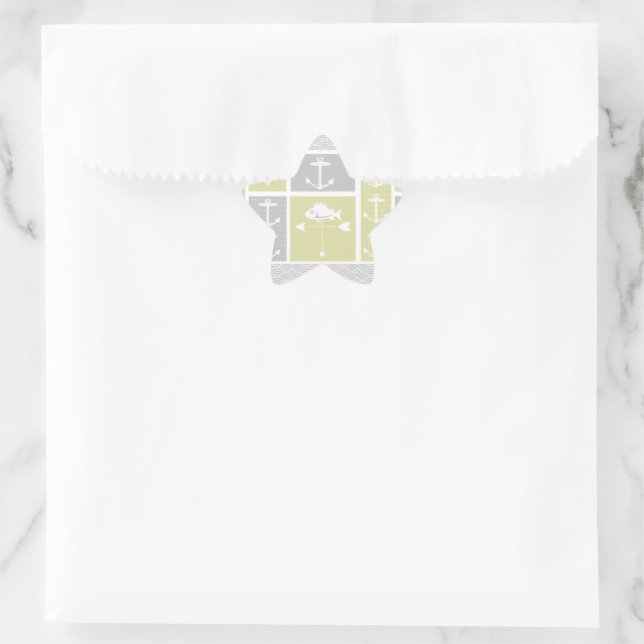 Gewitterungswelle für nautisches Gelb und graue An Stern-Aufkleber (Tasche)