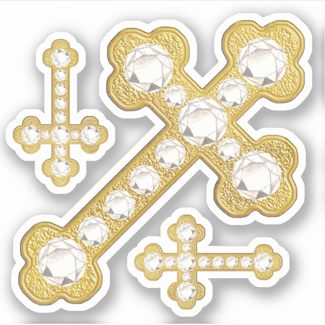 Gewogene Kreuze mit 12 Imitaten Diamanten - Contou Aufkleber (Vorderseite)