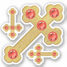 Gewogene Kreuze mit 5 Imitat Garnets - Kontakt Aufkleber