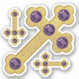 Gewogene Kreuze mit 5 Imitaten Amethyste - Kontakt Aufkleber