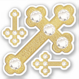 Gewogene Kreuze mit 5 Imitaten Diamanten - Contour Aufkleber