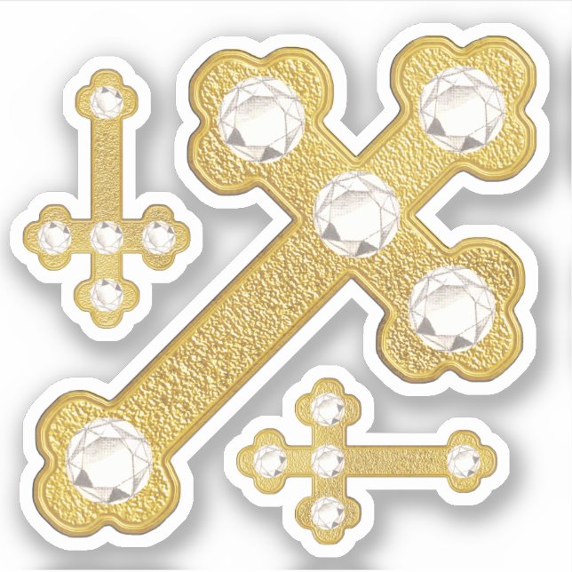 Gewogene Kreuze mit 5 Imitaten Diamanten - Contour Aufkleber (Vorderseite)
