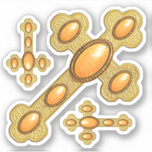 Gewogene Kreuze mit 6 Imitaten Sardonyx - Contour Aufkleber