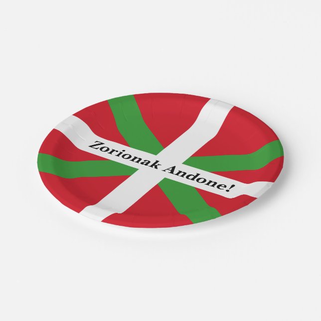 Gewohnheit, Baskenland-Staatsflagge, ikurriña: Pappteller (Schrägansicht)