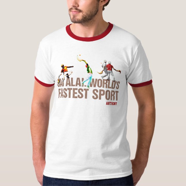 Gewohnheit, baskischer Sport Jai Alai/Cesta Punta T-Shirt (Vorderseite)