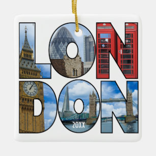 Gewohnheit besitzen Stadt-Typografie Foto-Londons Keramikornament