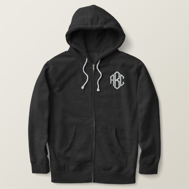Gewohnheit gestickte Initialen Bestickter Hoodie (Design vorne)