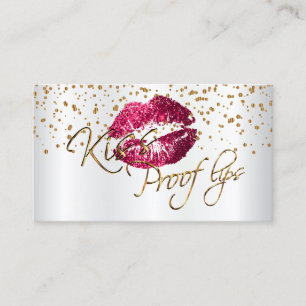 Gewohnheit - goldene Confetti-u. Pink-Lippen 2 Visitenkarte