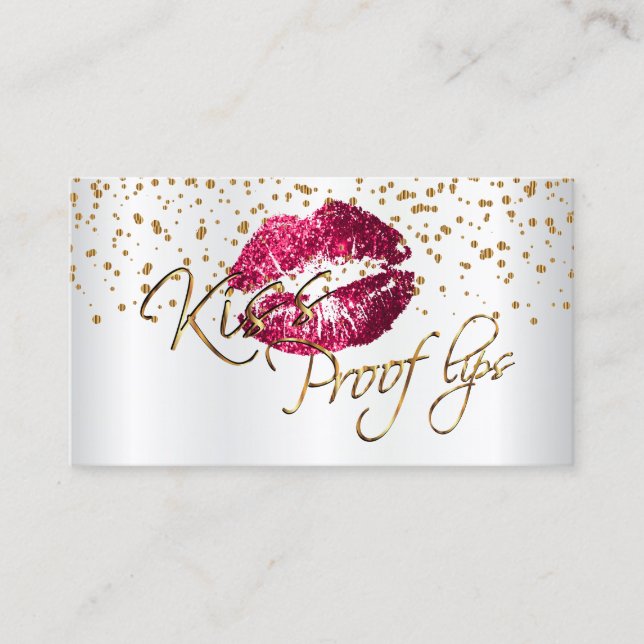 Gewohnheit - goldene Confetti-u. Pink-Lippen 2 Visitenkarte (Vorderseite)