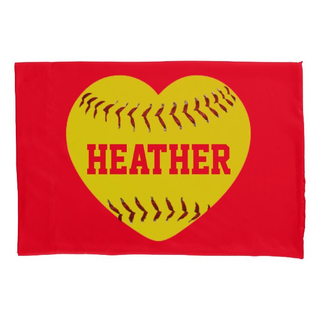 Gewohnheit I LIEBEsoftball-HERZ Kissenbezug (Vorderseite)