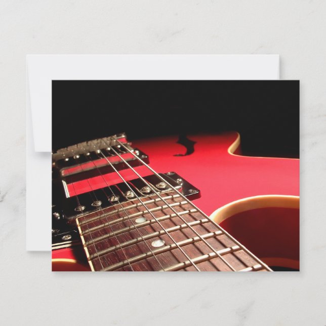 GEWOHNHEIT LÄDT - rote E-Gitarre ein Einladung (Vorderseite)