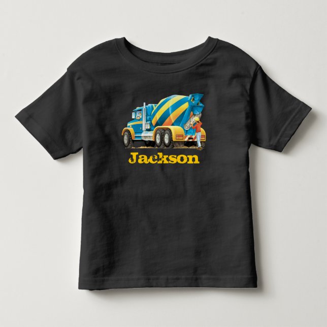 Gewohnheit scherzt Betonmischer-Bau-LKWs Kleinkind T-shirt (Vorderseite)