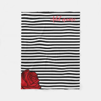 Gewohnheit, Schwarzweiss-Streifen, mit Rose Fleecedecke